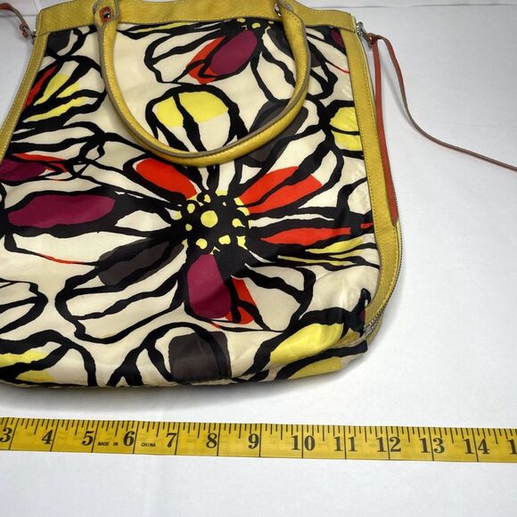 Relic Floral Yellow Reversible Tote Shoulder Bag Fabric Nylon Top Handle Zip - Picture 8 of 9